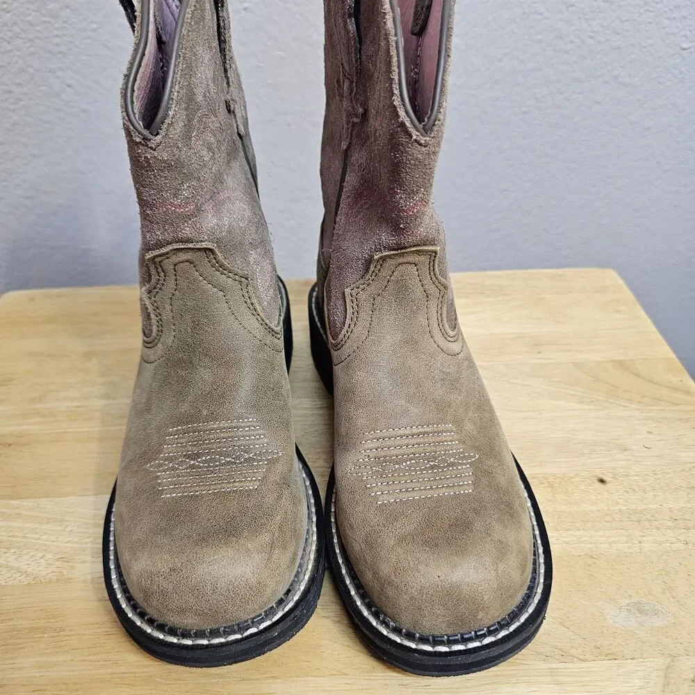 Ariat Girls Western Cowboy Boots Brown Leather Sz 6B Youth Style 10004730 S135